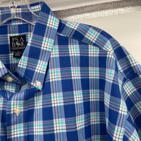 Jos. A. Bank Men's Plaid Short Sleeve Button Up Shirt Blue/Multi Size XXL New - Picture 4 of 8